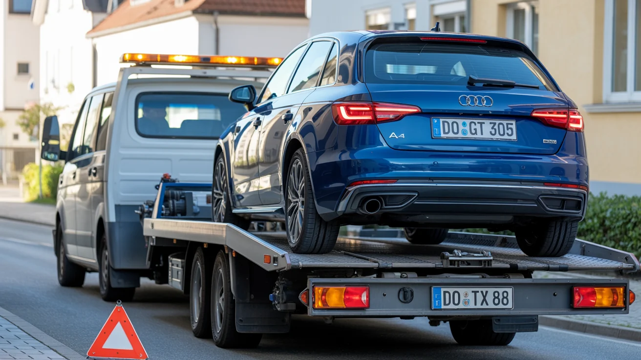 Auto mit Getriebeschaden verkaufen – Fahrzeug wird auf den Abschlepper geladen
