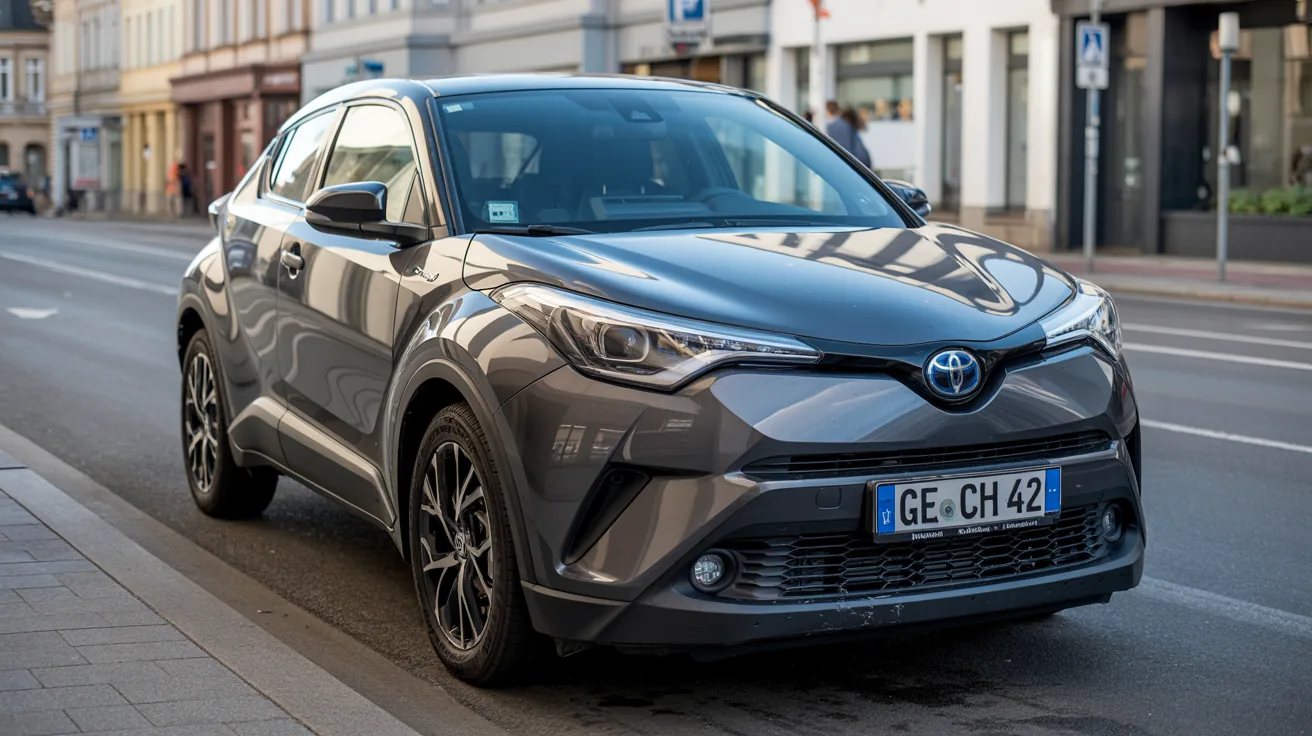 Toyota C-HR mit Frontschaden und beschaedigtem Scheinwerfer