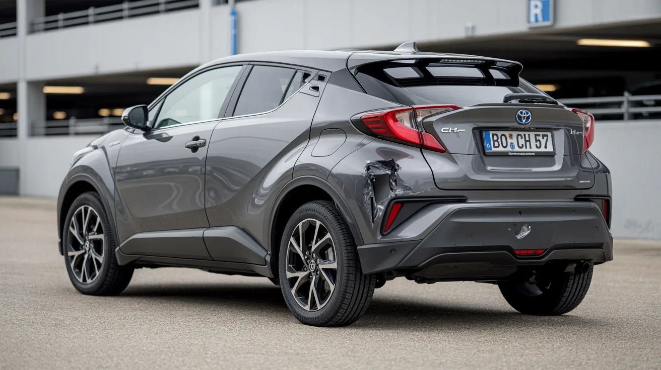 Toyota C-HR mit Parkschaden und Kratzern an der Seite
