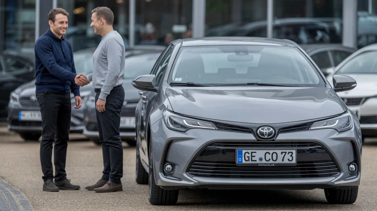 Toyota Corolla wird an einen Haendler verkauft, Handschlag