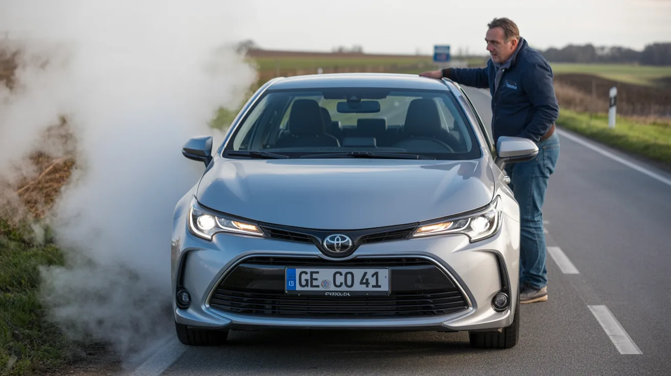 Toyota Corolla mit Ueberhitzung, Dampf aus dem Motorraum