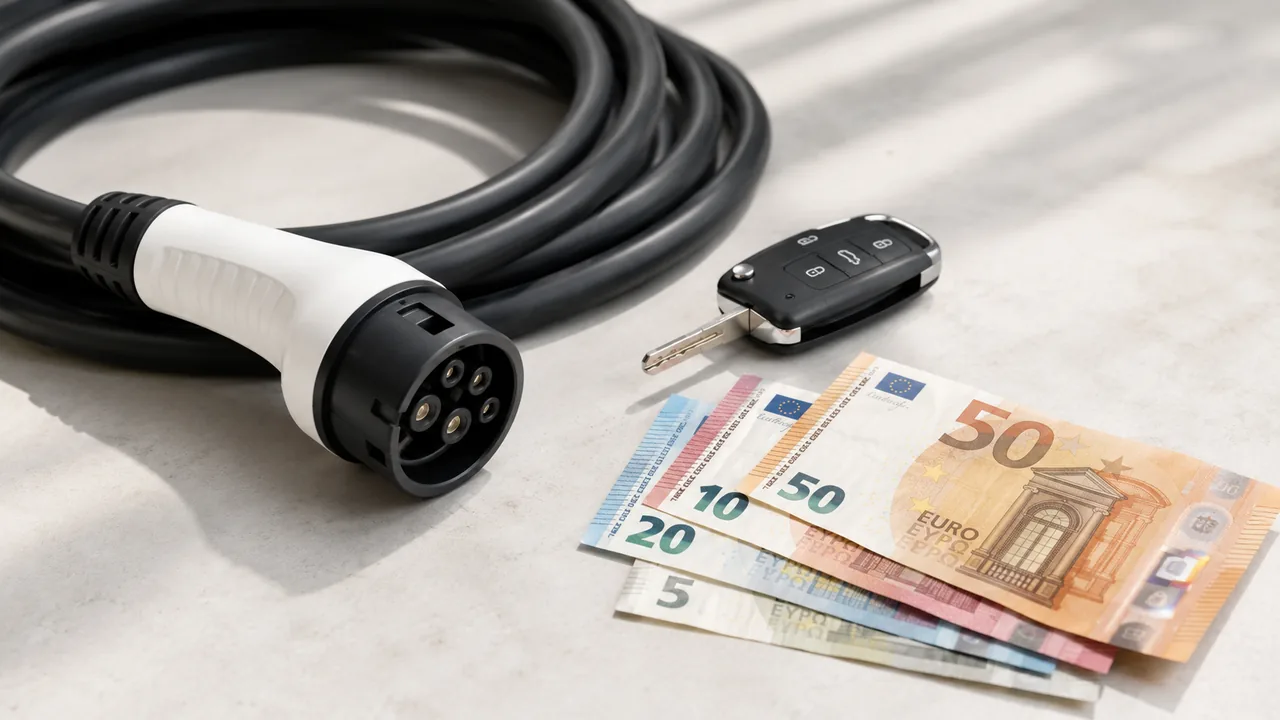 E-Auto-Ladekabel mit Euro-Scheinen – BAFA-Prämie 2026