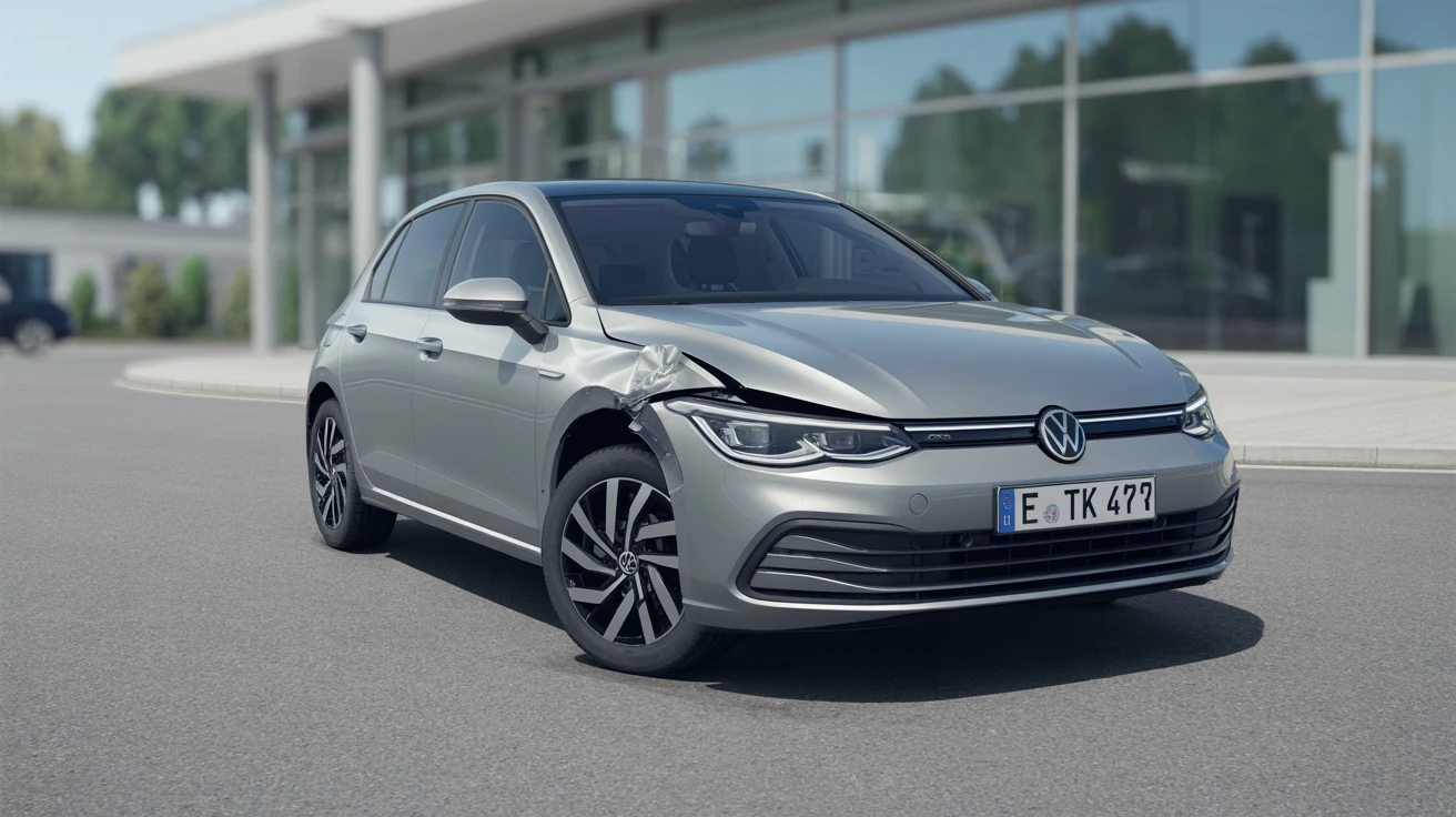 Unfallwagen (silver 2020 Volkswagen Golf 8) mit Schaden, deutsches Kennzeichen – Restwertankauf