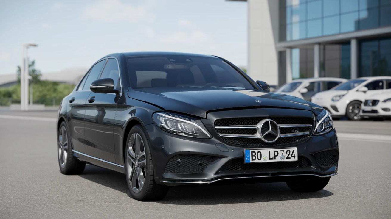Unfallwagen (black 2019 Mercedes-Benz C-Class) mit Schaden, deutsches Kennzeichen – Restwertankauf