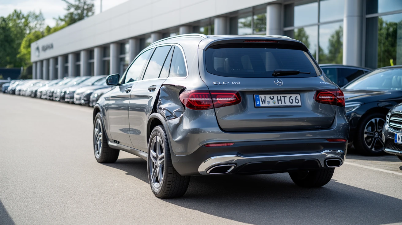 Unfallwagen (silver 2018 Mercedes-Benz GLC) mit Schaden, deutsches Kennzeichen – Restwertankauf