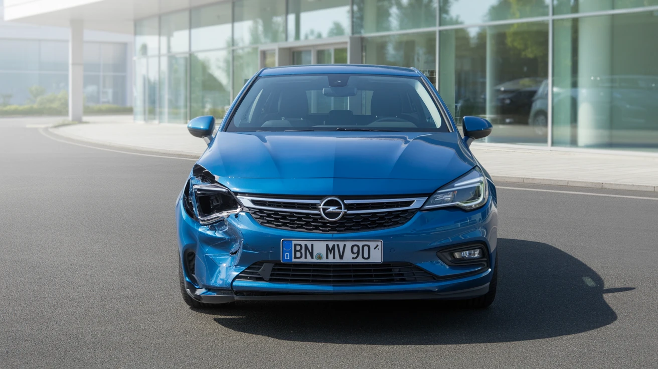 Unfallwagen (blue 2019 Opel Astra) mit Schaden, deutsches Kennzeichen – Restwertankauf