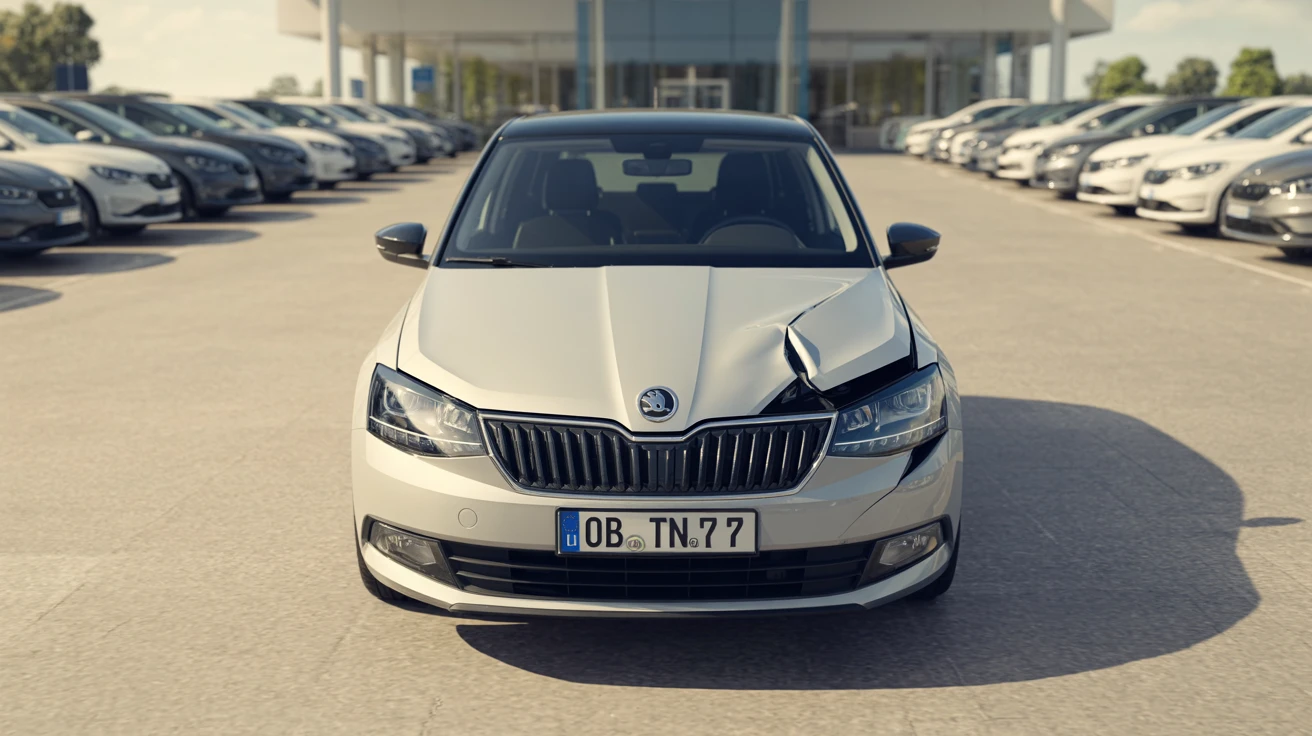 Unfallwagen (white 2020 Skoda Fabia) mit Schaden, deutsches Kennzeichen – Restwertankauf