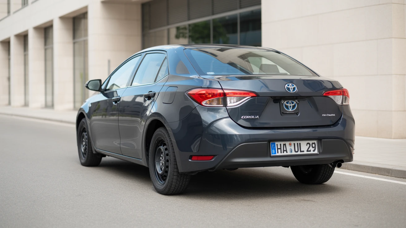 Unfallwagen (dark grey 2018 Toyota Corolla) mit Schaden, deutsches Kennzeichen – Restwertankauf