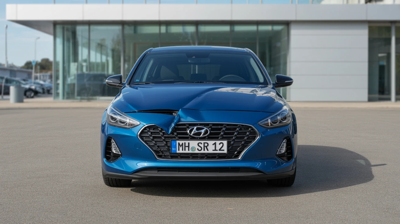 Unfallwagen (blue 2019 Hyundai i30) mit Schaden, deutsches Kennzeichen – Restwertankauf