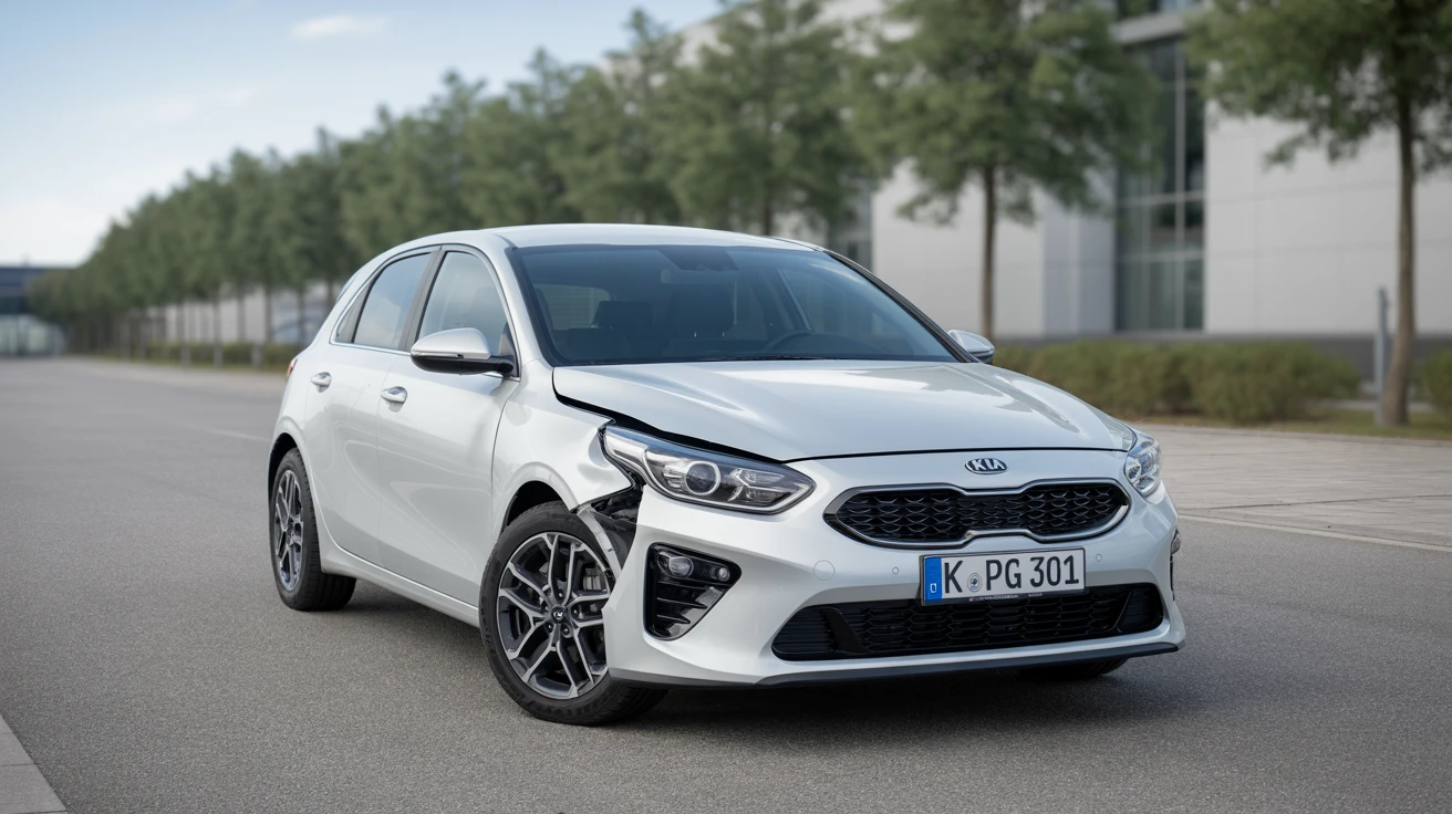Unfallwagen (white 2020 Kia Ceed) mit Schaden, deutsches Kennzeichen – Restwertankauf