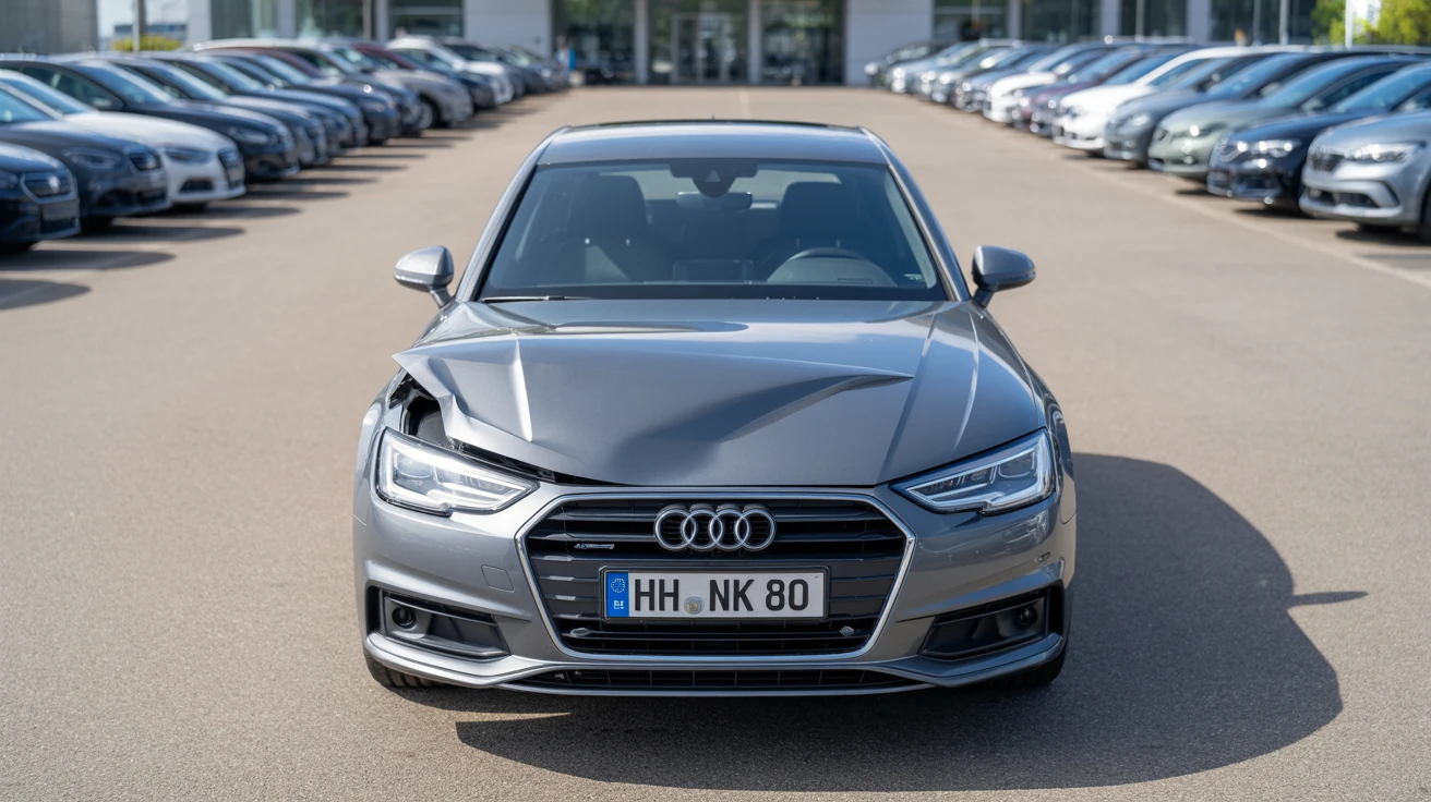 Unfallwagen (silver 2018 Audi A4) mit Schaden, deutsches Kennzeichen – Restwertankauf