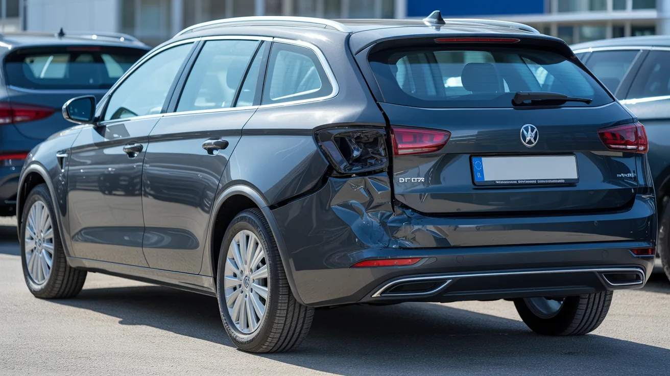 Unfallwagen mit Heckschaden auf dem Händlerhof