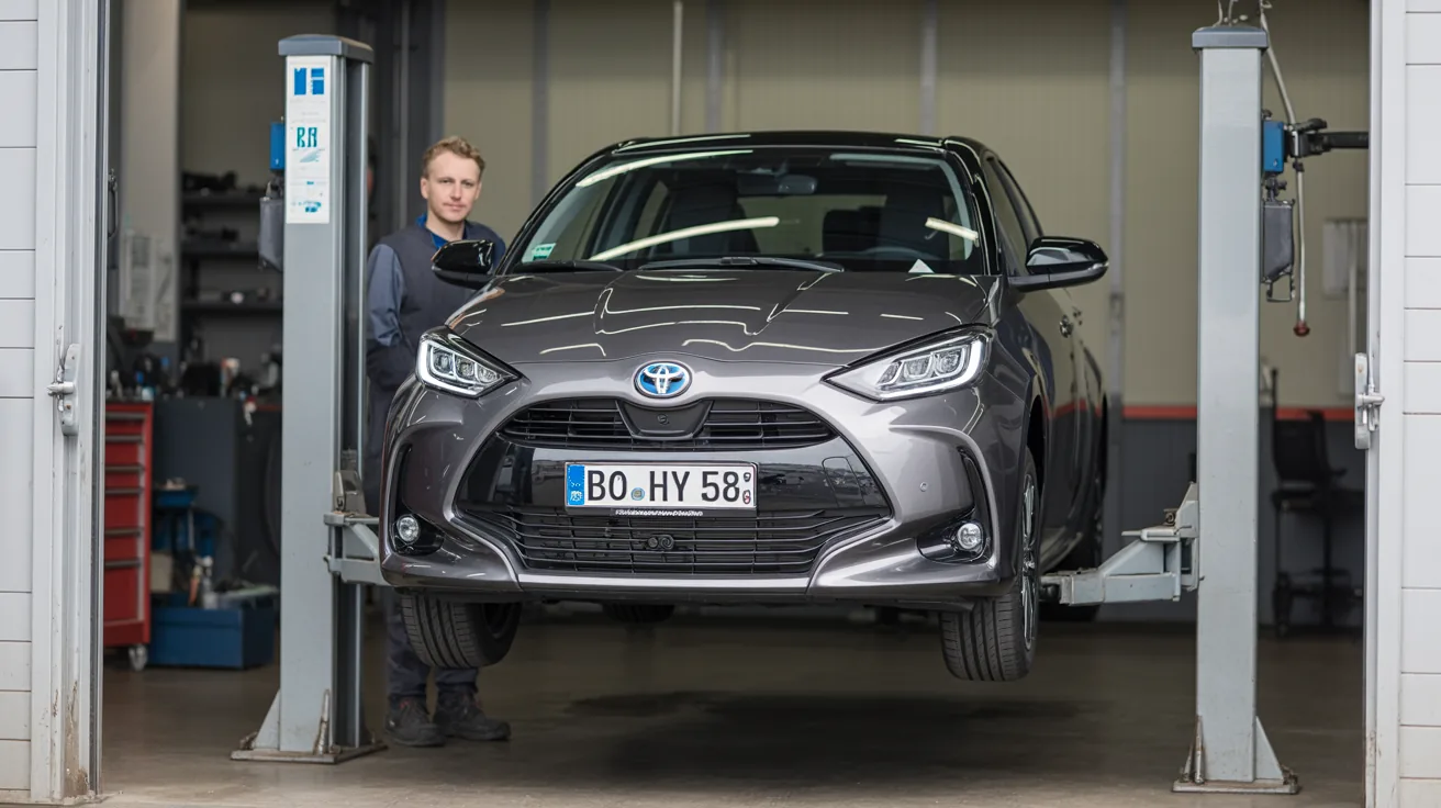 Toyota Yaris Hybrid auf der Hebebuehne