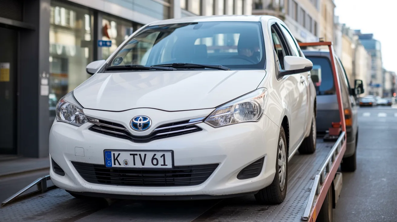 Toyota Yaris ohne TUEV wird per Transporter abgeholt